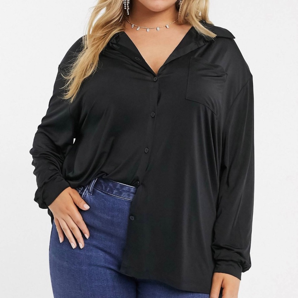 Asos Design Curveo oversized slinky shirt